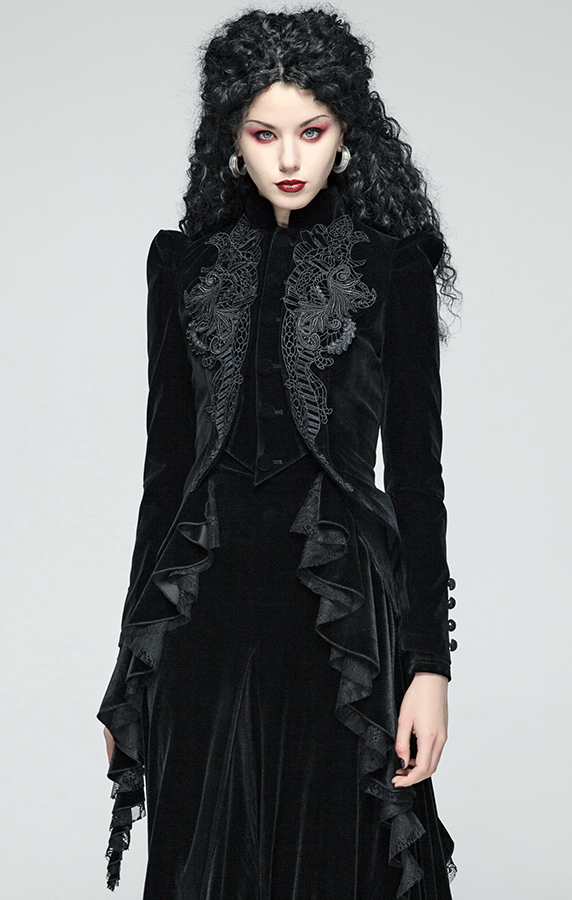 Blazer péplum en velours brodé