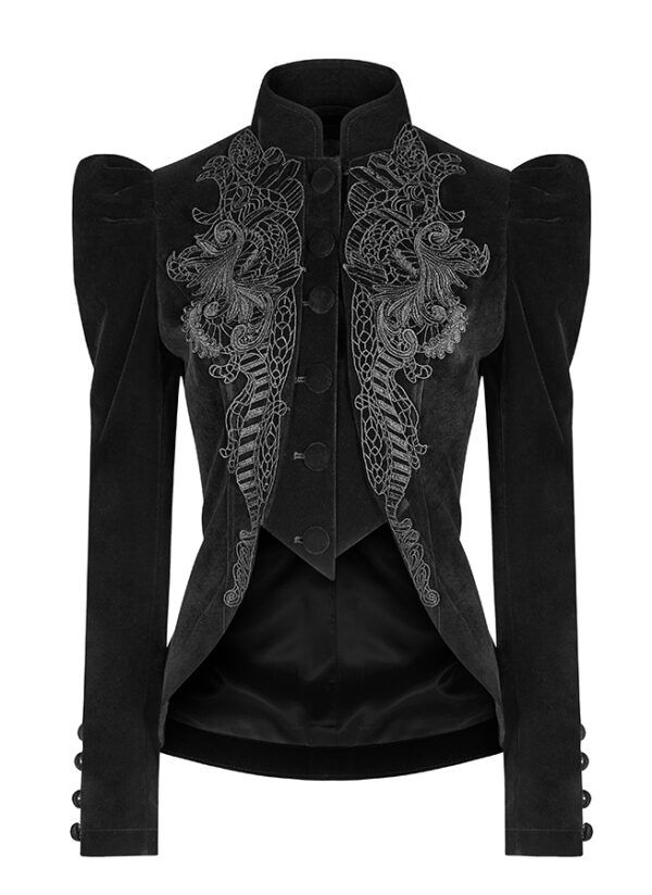 Blazer péplum en velours brodé