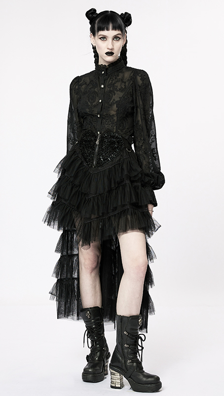 Chemise dentelle camée Noire Chemise dentelle camée Noire