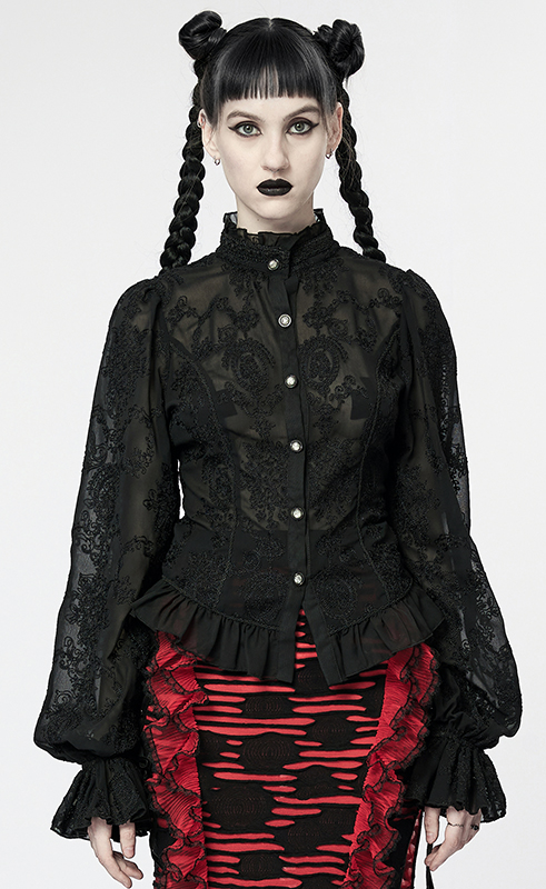 Chemise dentelle camée Noire Chemise dentelle camée Noire