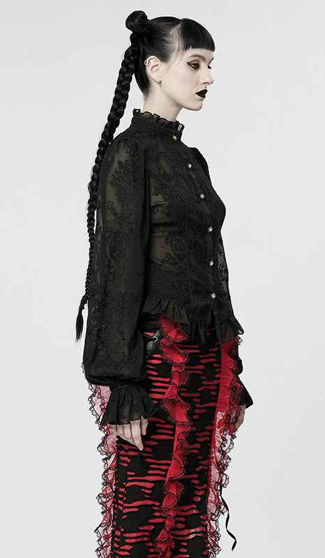 Chemise dentelle camée Noire Chemise dentelle camée Noire
