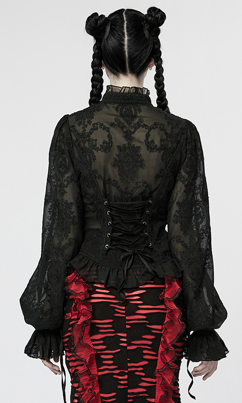 Chemise dentelle camée Noire Chemise dentelle camée Noire