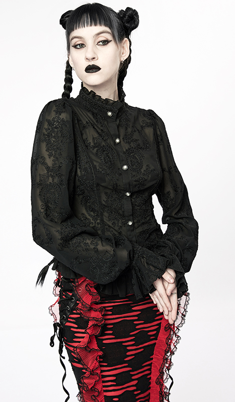 Chemise dentelle camée Noire Chemise dentelle camée Noire