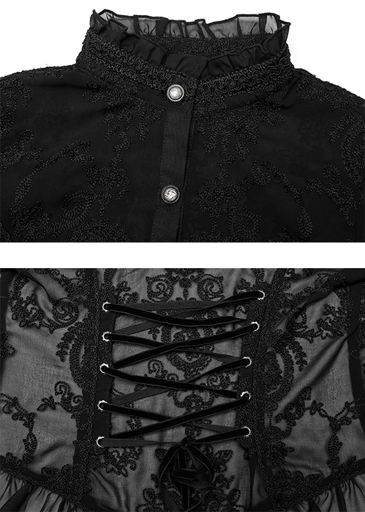 Chemise dentelle camée Noire Chemise dentelle camée Noire