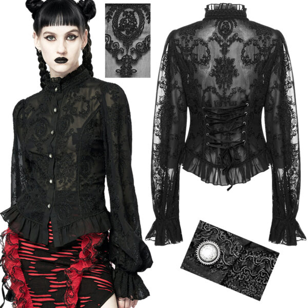 Chemise dentelle camée Noire Chemise dentelle camée Noire
