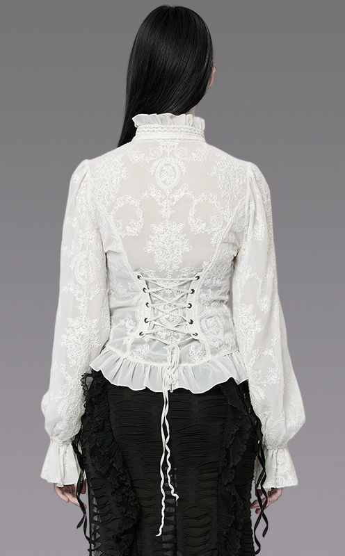 Chemise dentelle camée Blanche Chemise dentelle camée Blanche