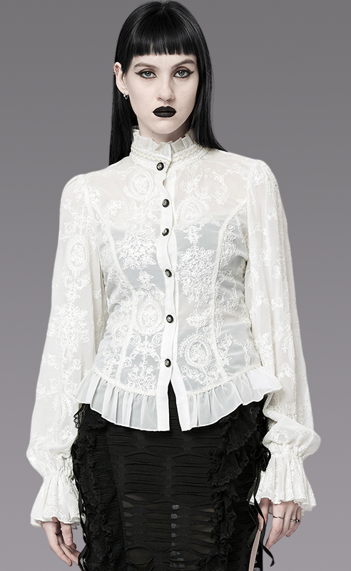 Chemise dentelle camée Blanche Chemise dentelle camée Blanche