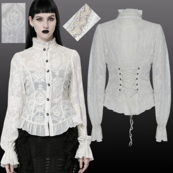 Chemise dentelle camée Blanche