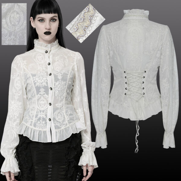 Chemise dentelle camée Blanche Chemise dentelle camée Blanche