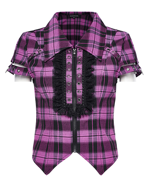 Chemise écossaise Rose