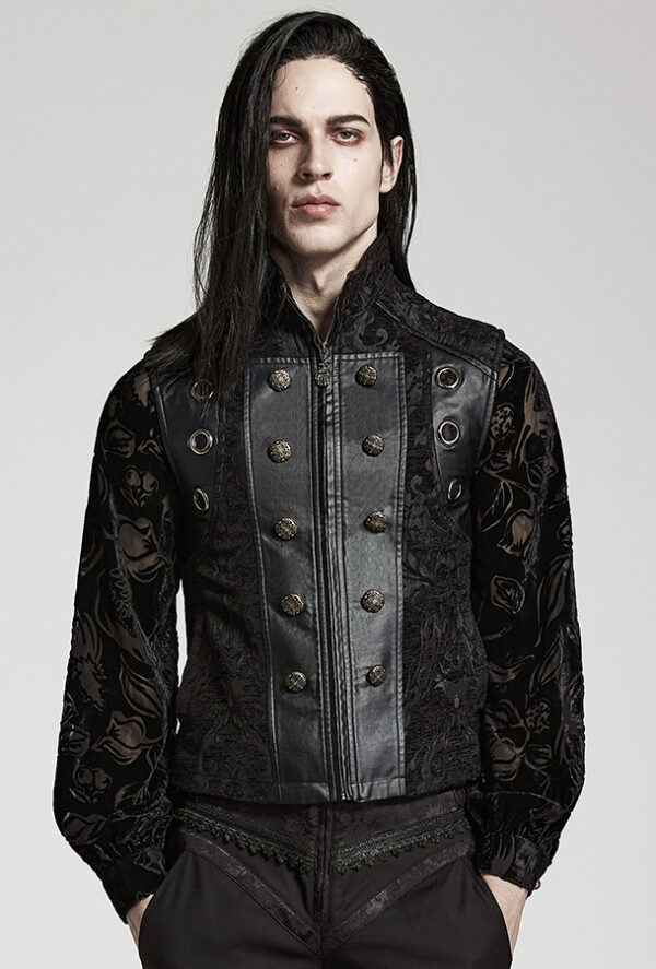 Gilet brocart à rivets Noir