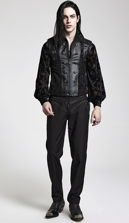 Gilet brocart à rivets Noir