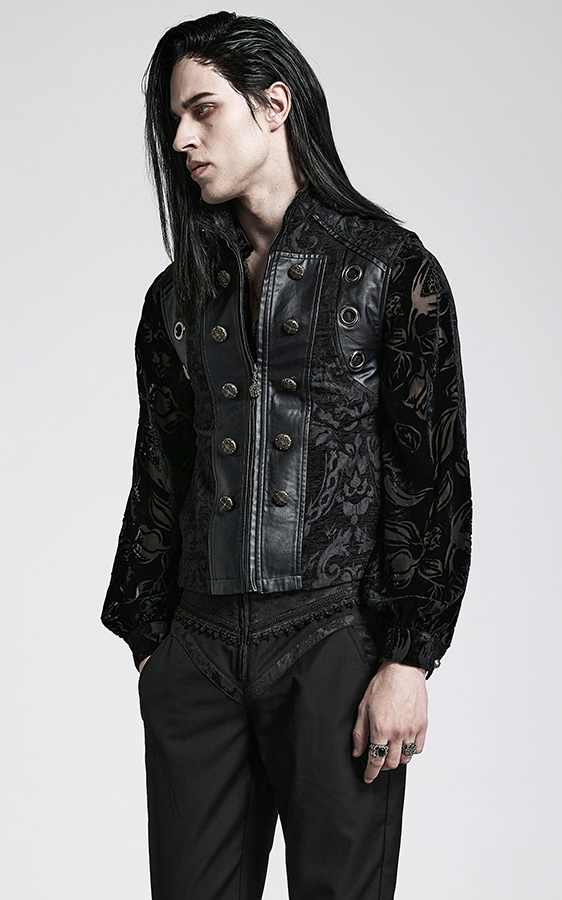 Gilet brocart à rivets Noir