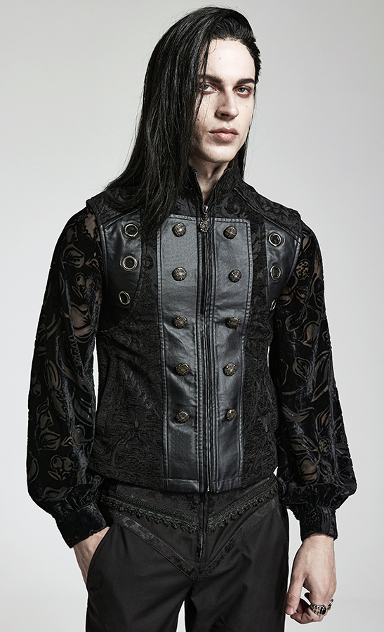 Gilet brocart à rivets Noir