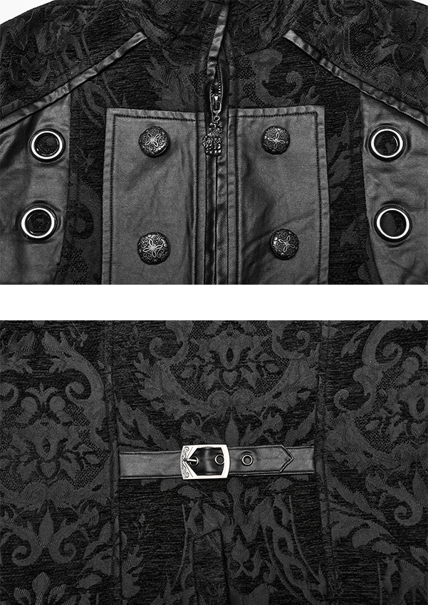 Gilet brocart à rivets Noir