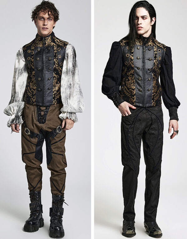 Gilet brocart à rivets Noir et Or