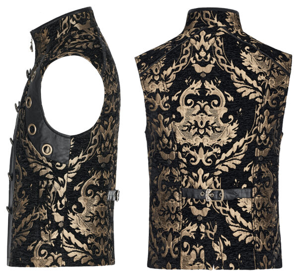 Gilet brocart à rivets Noir et Or