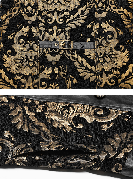 Gilet brocart à rivets Noir et Or