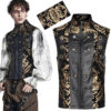 Gilet brocart à rivets Noir et Or