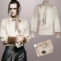 Détails de la chemise steampunk vieillie homme Punk Rave, effet vintage.