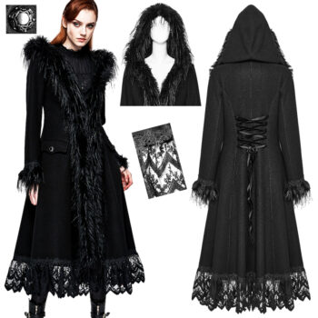 Manteau à fausse fourrure et dentelle