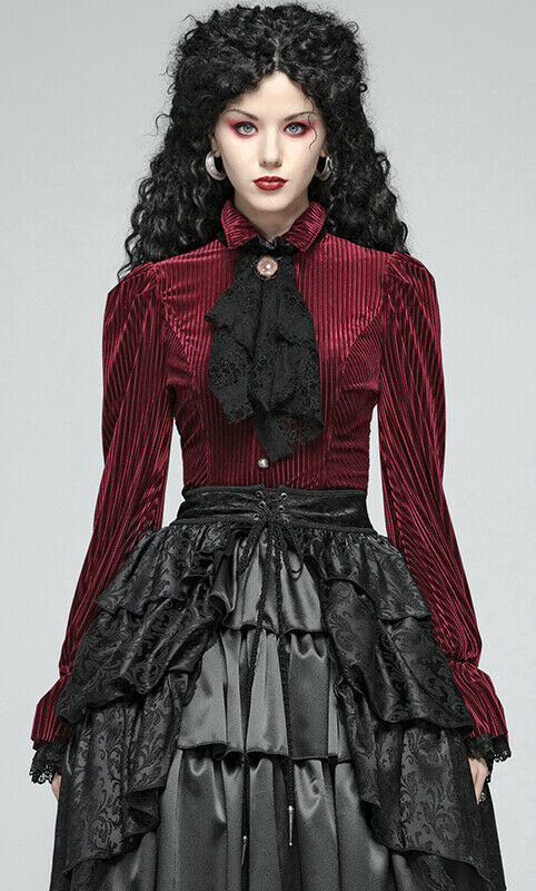 Chemise péplum en velours rouge Chemise péplum en velours rouge