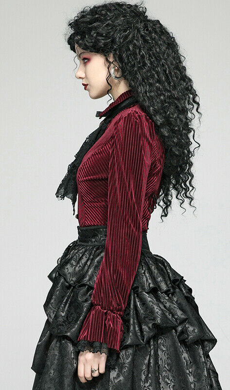 Chemise péplum en velours rouge Chemise péplum en velours rouge