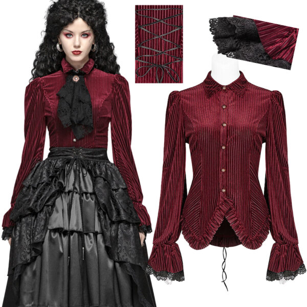 Chemise péplum en velours rouge Chemise péplum en velours rouge