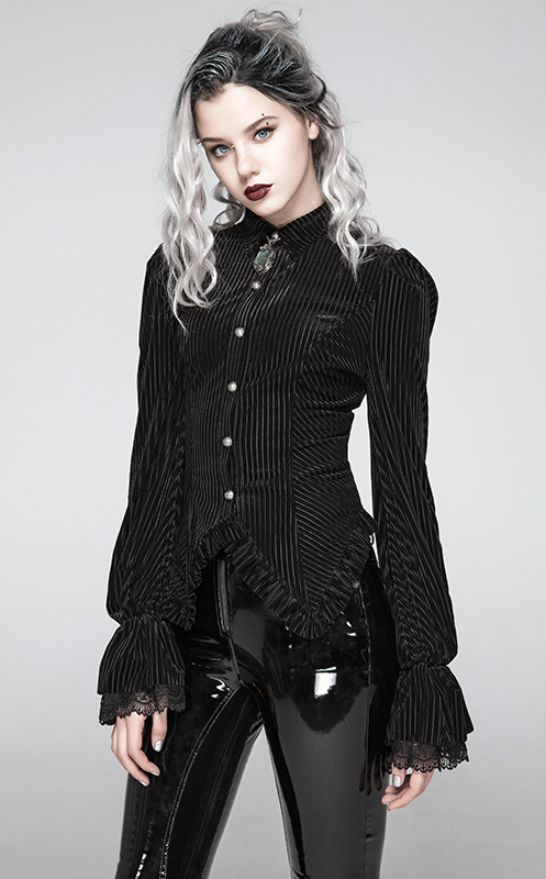 Chemise péplum en velours noir