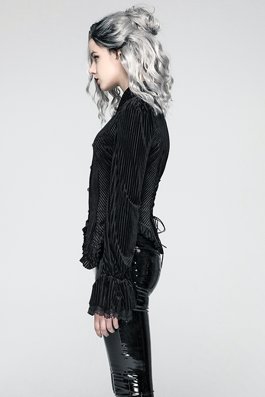 Chemise péplum en velours noir