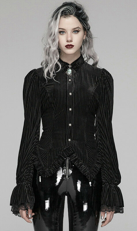 Chemise péplum en velours noir