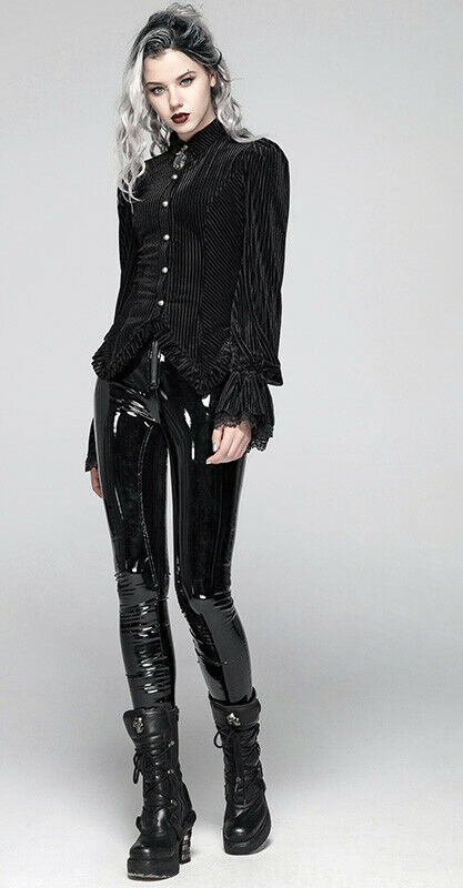 Chemise péplum en velours noir