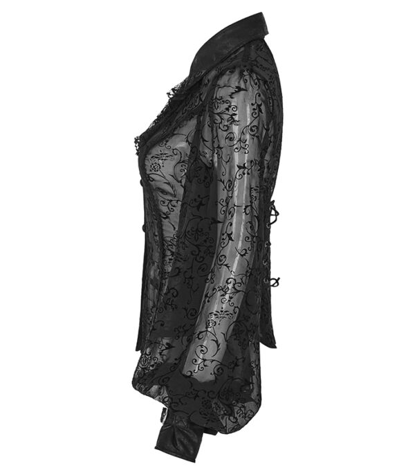 Chemise dentelle à détails en faux cuir