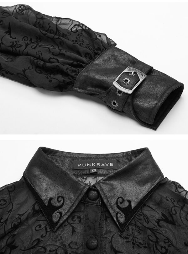 Chemise dentelle à détails en faux cuir