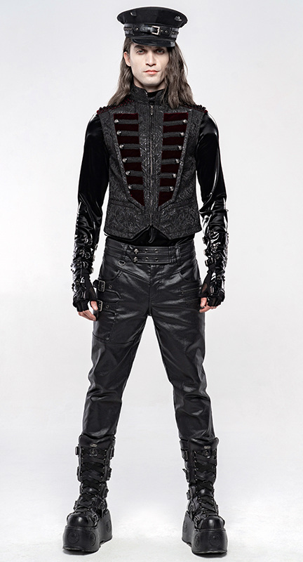 Gilet jacquard officier Noir et Bordeaux Gilet jacquard officier Noir et Bordeaux