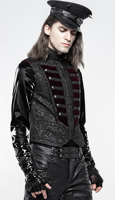 Gilet jacquard officier Noir et Bordeaux Gilet jacquard officier Noir et Bordeaux