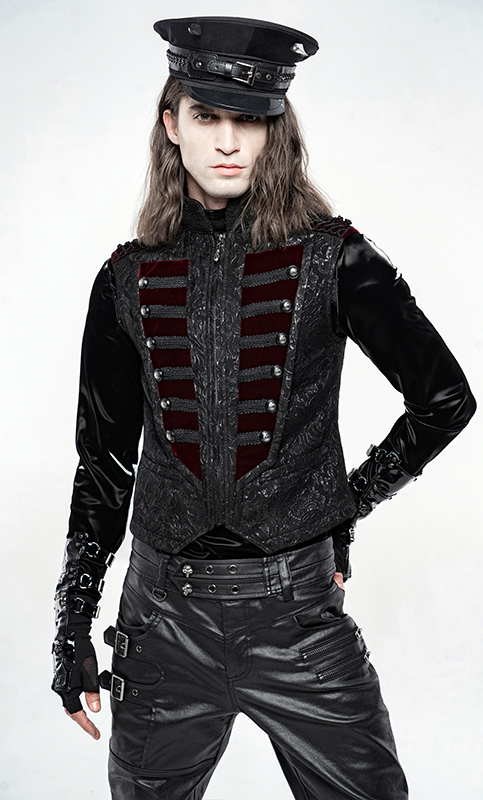Gilet jacquard officier Noir et Bordeaux Gilet jacquard officier Noir et Bordeaux