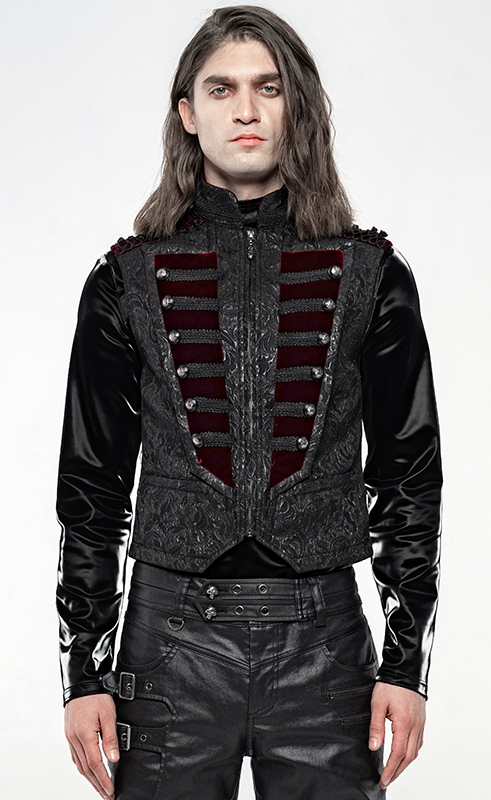 Gilet jacquard officier Noir et Bordeaux Gilet jacquard officier Noir et Bordeaux
