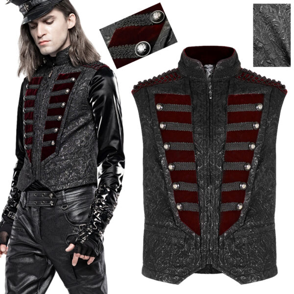 Gilet jacquard officier Noir et Bordeaux Gilet jacquard officier Noir et Bordeaux