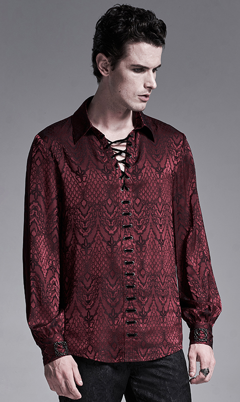 Chemise jacquard dentelle et serpent Rouge Chemise jacquard dentelle et serpent Rouge