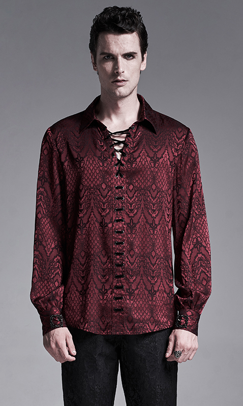 Chemise jacquard dentelle et serpent Rouge Chemise jacquard dentelle et serpent Rouge