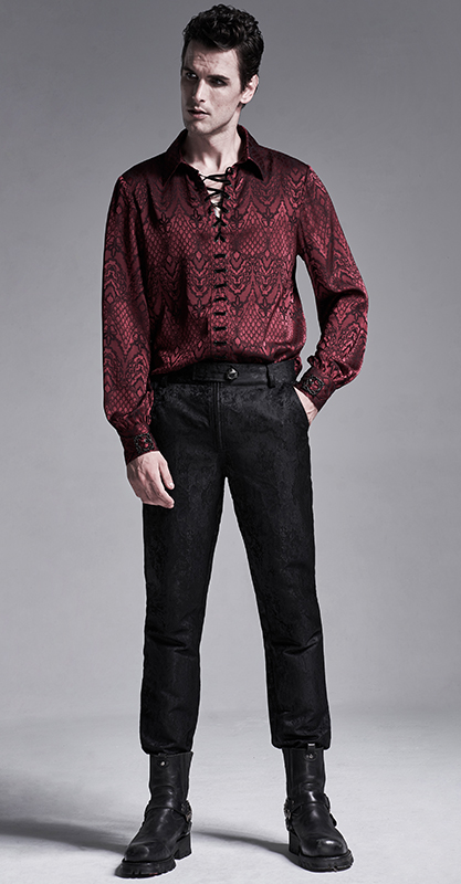 Chemise jacquard dentelle et serpent Rouge Chemise jacquard dentelle et serpent Rouge