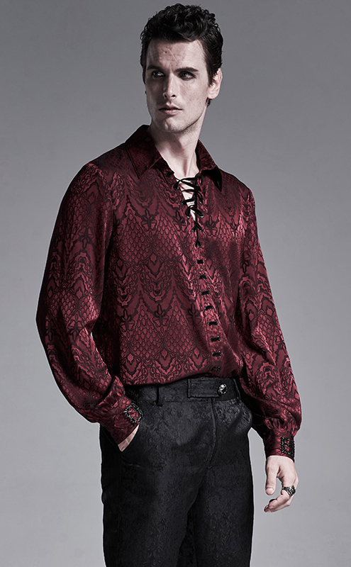 Chemise jacquard dentelle et serpent Rouge Chemise jacquard dentelle et serpent Rouge