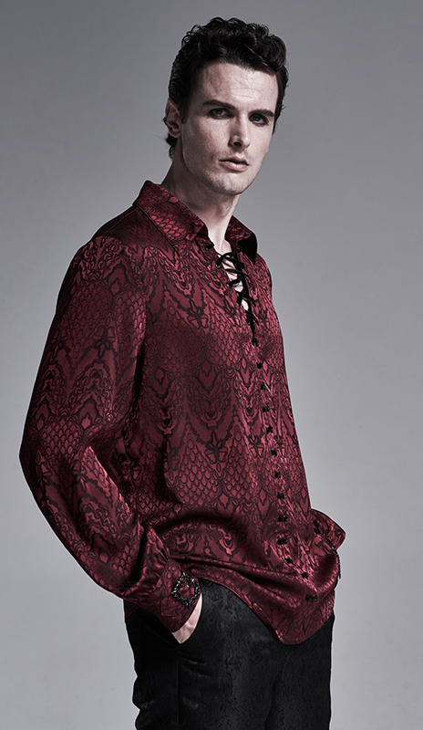 Chemise jacquard dentelle et serpent Rouge Chemise jacquard dentelle et serpent Rouge