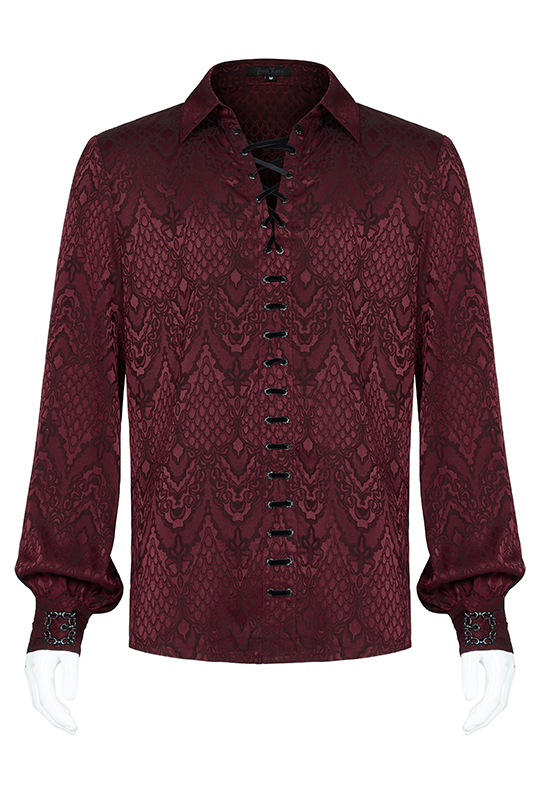 Chemise jacquard dentelle et serpent Rouge Chemise jacquard dentelle et serpent Rouge