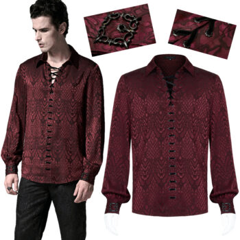 Chemise jacquard dentelle et serpent Rouge