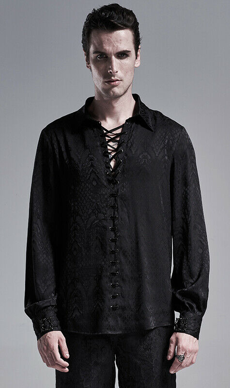 Chemise jacquard dentelle et serpent Noire Chemise jacquard dentelle et serpent Noire