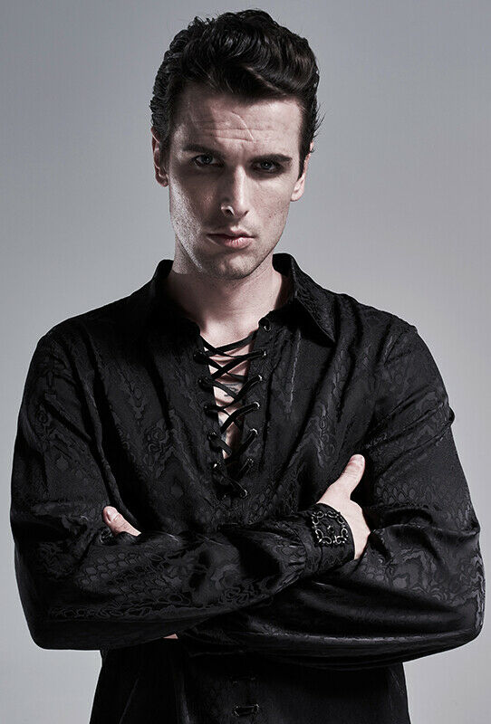 Chemise jacquard dentelle et serpent Noire Chemise jacquard dentelle et serpent Noire