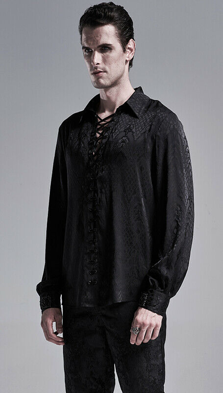 Chemise jacquard dentelle et serpent Noire Chemise jacquard dentelle et serpent Noire