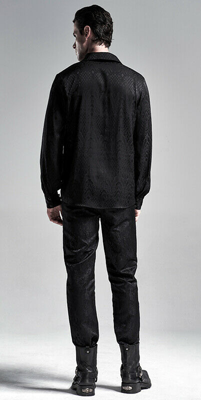 Chemise jacquard dentelle et serpent Noire Chemise jacquard dentelle et serpent Noire